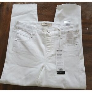 NWTLiverpool 8 29 Petite Gia Glider White Raw Hem Slit Crop Pant 121341
